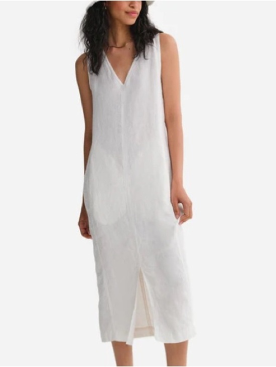 MATE the Label Dresses & Skirts - NWT MATE the Label Sleeveless V-Neck White Cream XS Linen Midi Dress